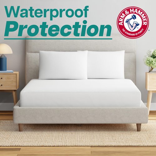 Arm & Hammer Soft Terry Mattress Protector, Waterproof, White, King