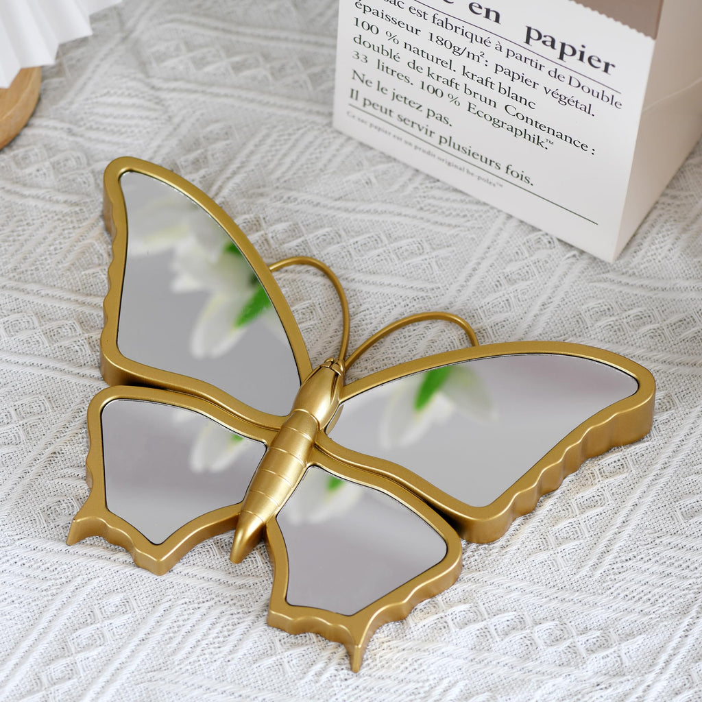 Wartter Decorative Butterfly Wall Mirror with Gold Plastic Frame (9.8 x 6.3 inch)