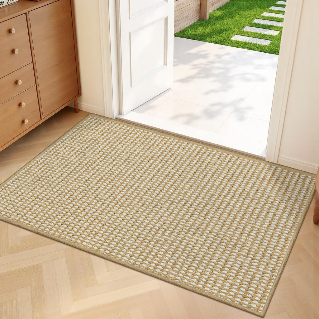 Regine Switzerland Dirt Trapper Door Mat - Non-Slip, Absorbent, Washable | 20" x 32", Beige White