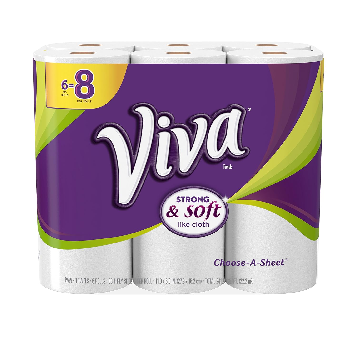 VIVA Choose-A-Sheet Paper Towels - White Big Roll, Cloth-Like Texture, Strong & Soft | 6 Rolls for Ultimate Clean