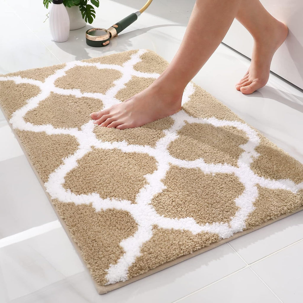 OLANLY Bathroom Rugs - Soft, Absorbent Microfiber Bath Mats | Non-Slip Shaggy Design, 30x20, Beige