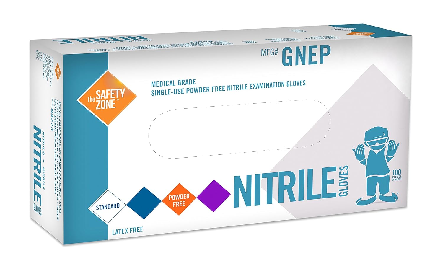 Safety Zone Nitrile Exam Gloves - Food Safe, Indigo Color, Medium Size (Case of 1,000)