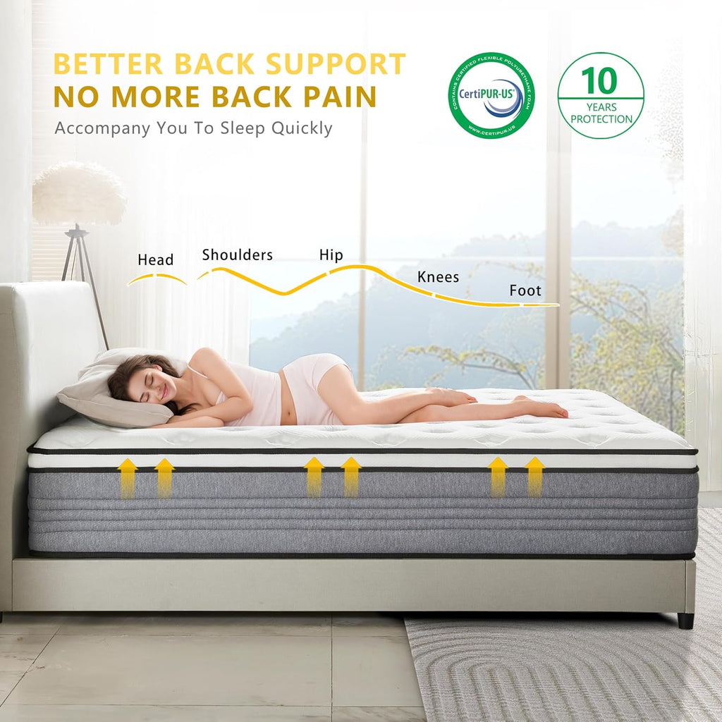 Regine Switzerland Queen Mattress - 12 Inch Medium Firm with Pocketed Springs for Pressure Relief