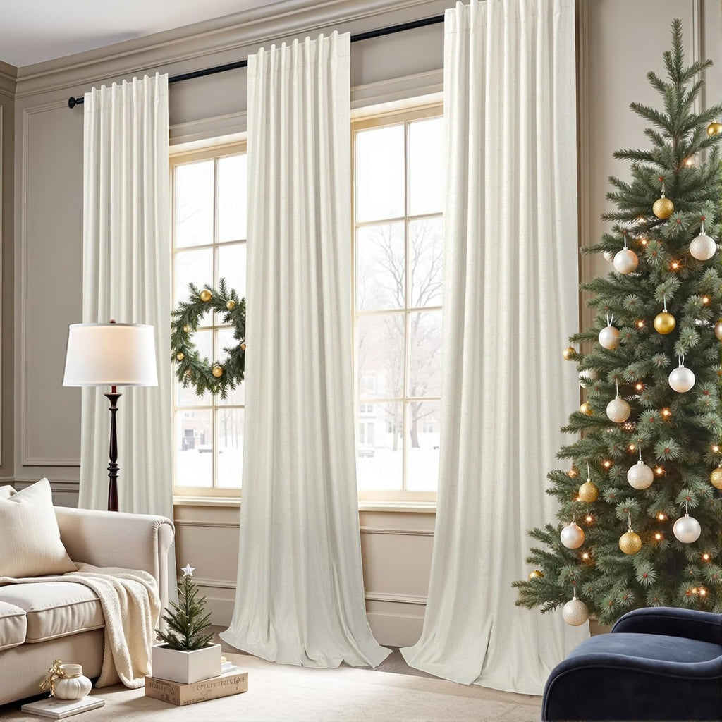 Skiennix 100% Blackout Curtains - 84 Inch Length, Thermal Insulated, Natural Cream | 2 Panels Set for Bedroom & Living Room