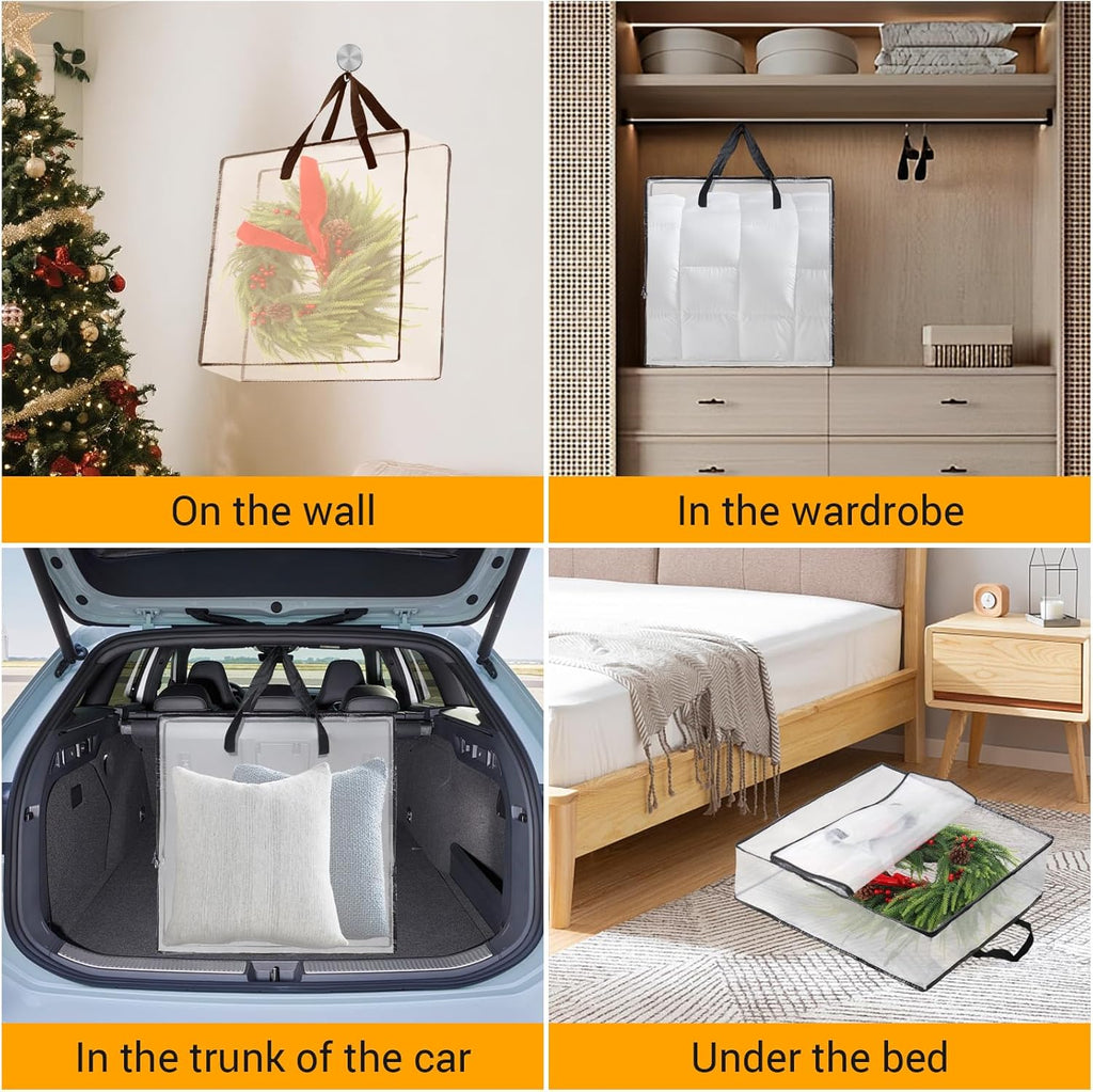 Skiennix Wreath Storage Bag - 26 Inch, 95L Container for Seasonal Decorations & Bedding
