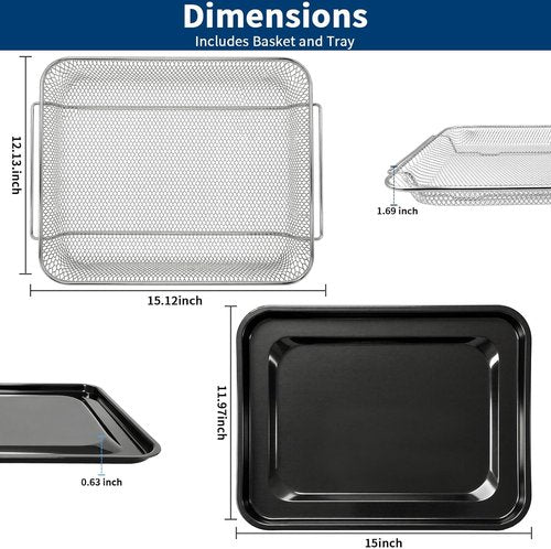 GXF Air Fry Basket & Tray Set - Replacement Parts for GE Oven | 15” x 12” Tray Pan for Crispy Air Frying