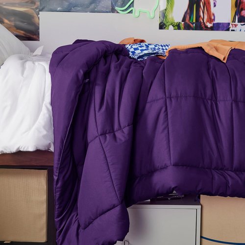 Bedsure Comforter Duvet Insert - Quilted All-Season Twin Size Down Alternative Blanket, Purple 88 x 68 Inches