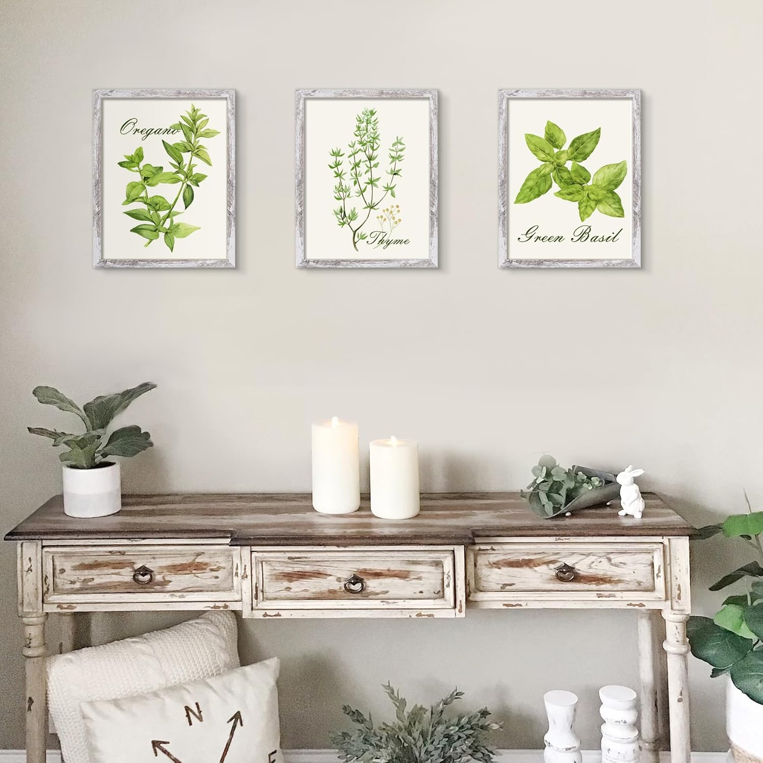 Upsimples 11x14 Picture Frame - Rustic White Wall Hanging Frame for 8x10 Photos with Mat