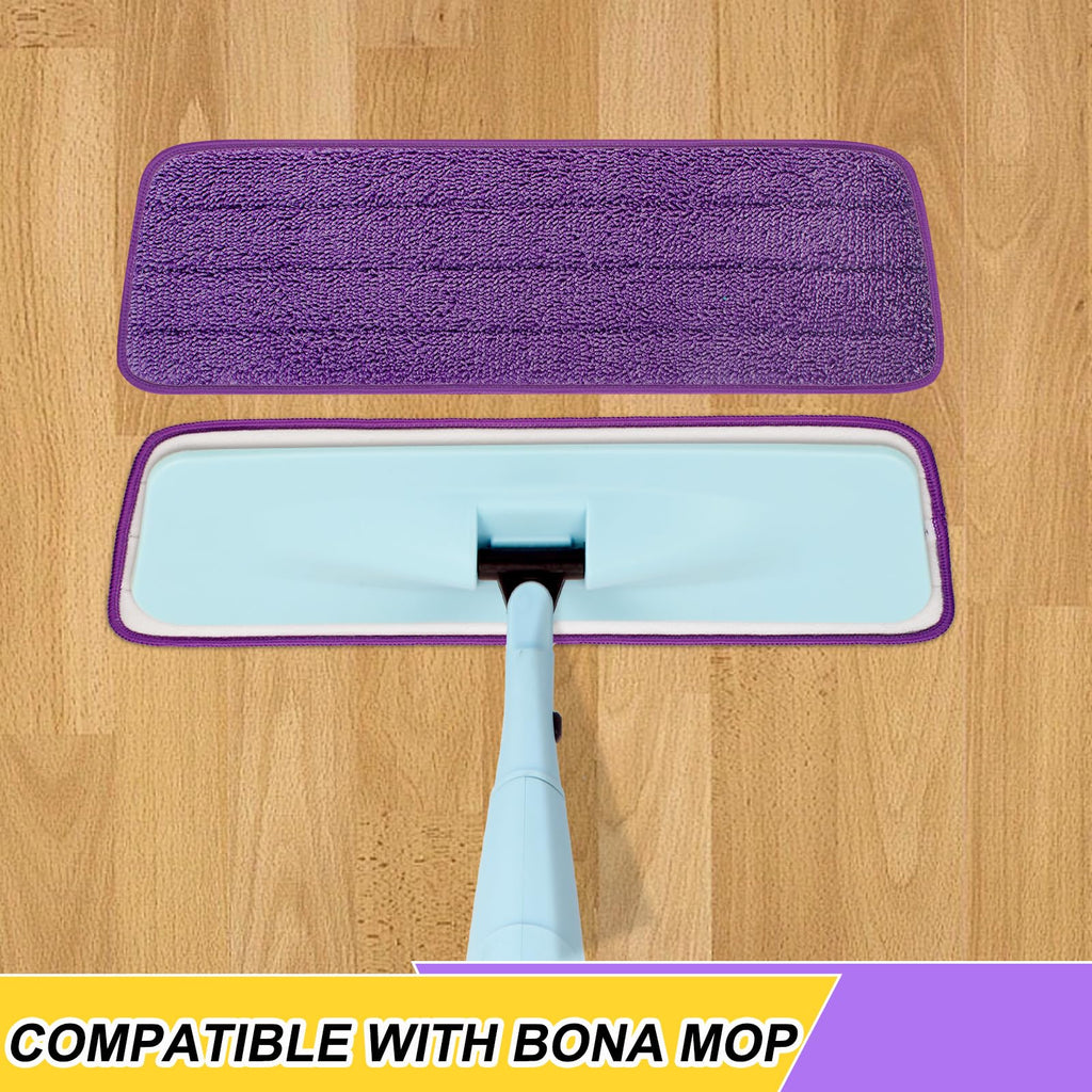 H-Gamely 16.5 inch Reusable Mop Pads Microfiber Spray Mop Replacement Heads for Wet/Dry Mops Compatible with Bona Floor Care System (5 Pack)