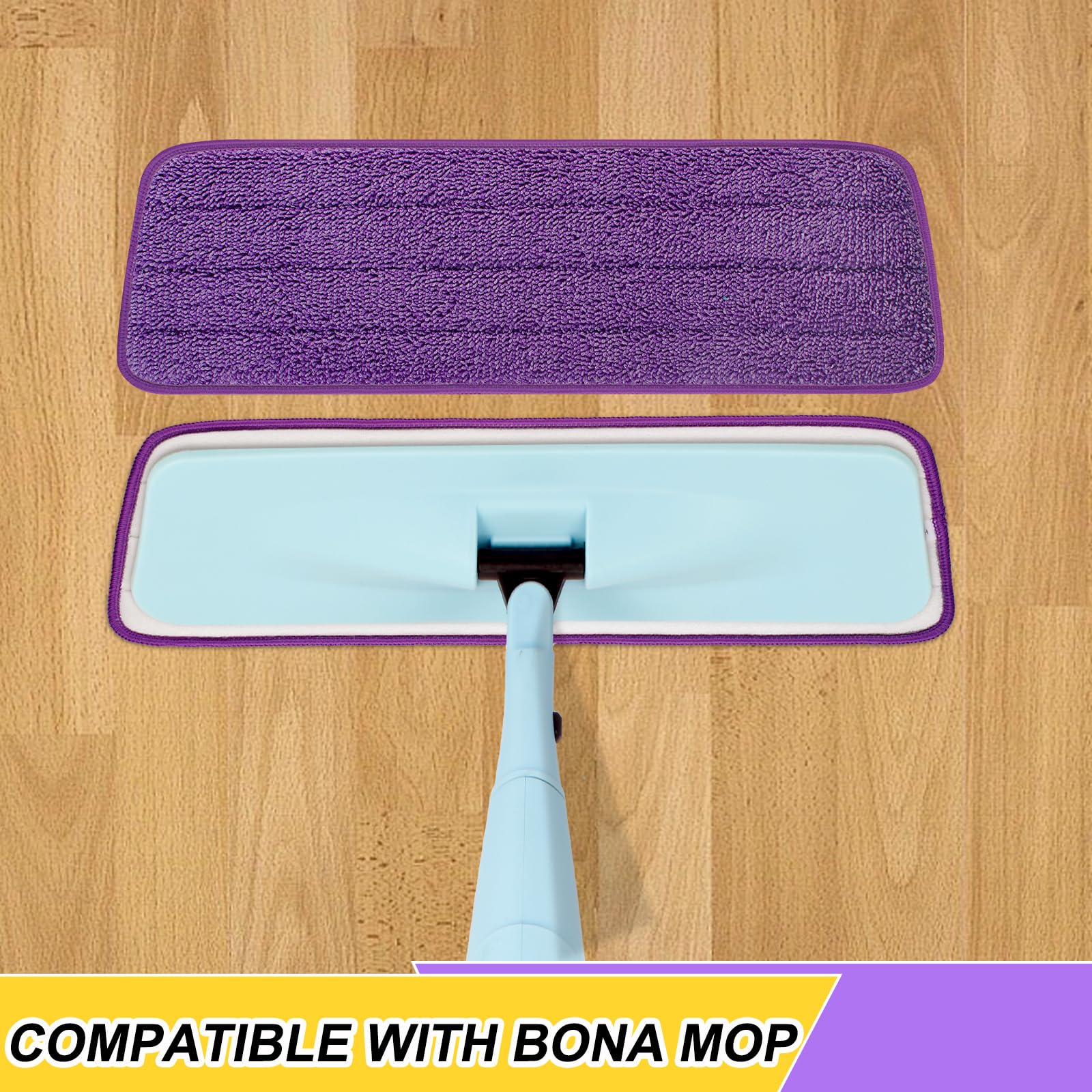 H-Gamely 16.5 inch Reusable Mop Pads Microfiber Spray Mop Replacement Heads for Wet/Dry Mops Compatible with Bona Floor Care System (5 Pack)