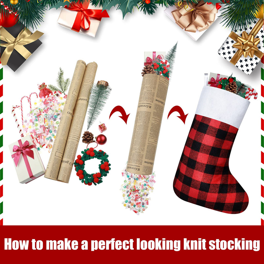 Tatuo 8 Pieces Buffalo Plaid Christmas Stockings Bulk Fireplace Hanging Stockings Xmas Indoor Outdoor Decorations for Family Party Christmas Tree(20 Inches)