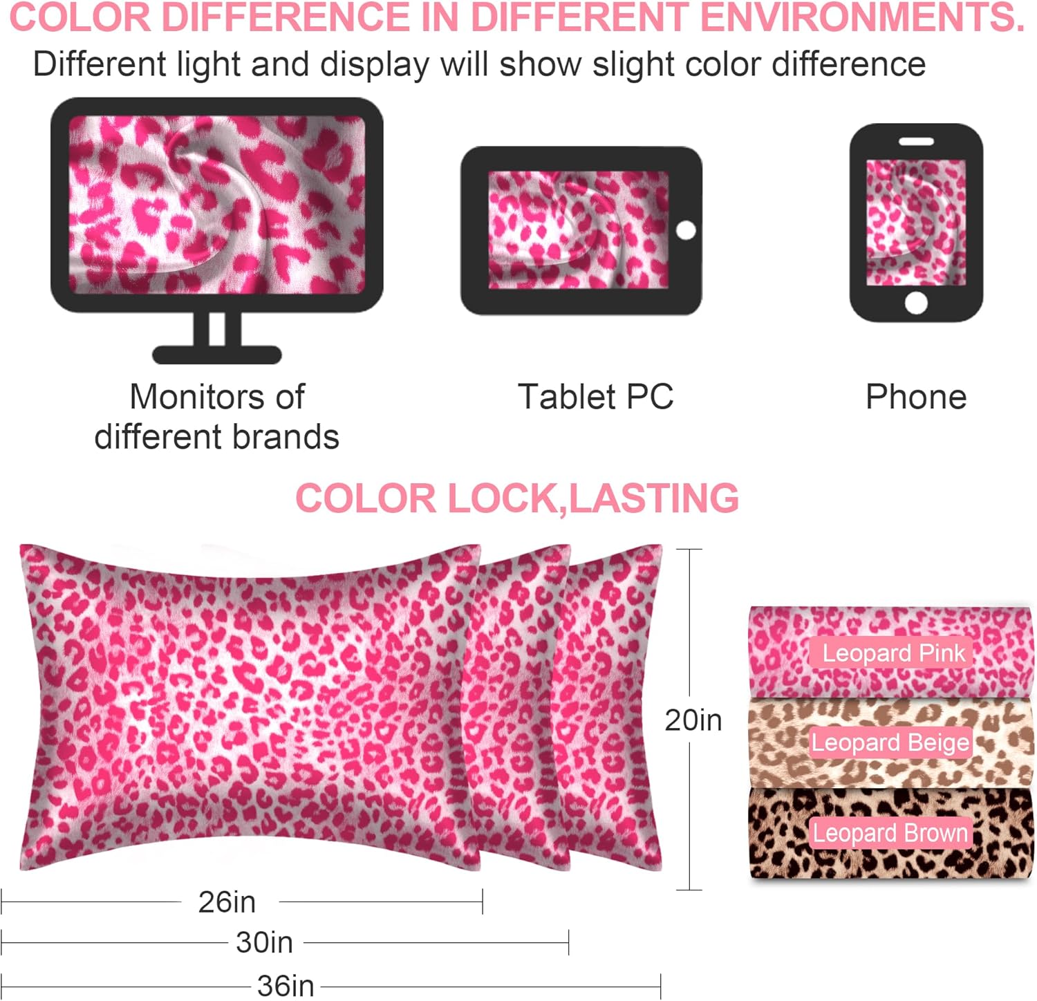 **Skiennix Mulberry Silk Pillowcase - King Size, Hidden Zipper, Soft & Breathable for Hair & Skin | Leopard Pink**