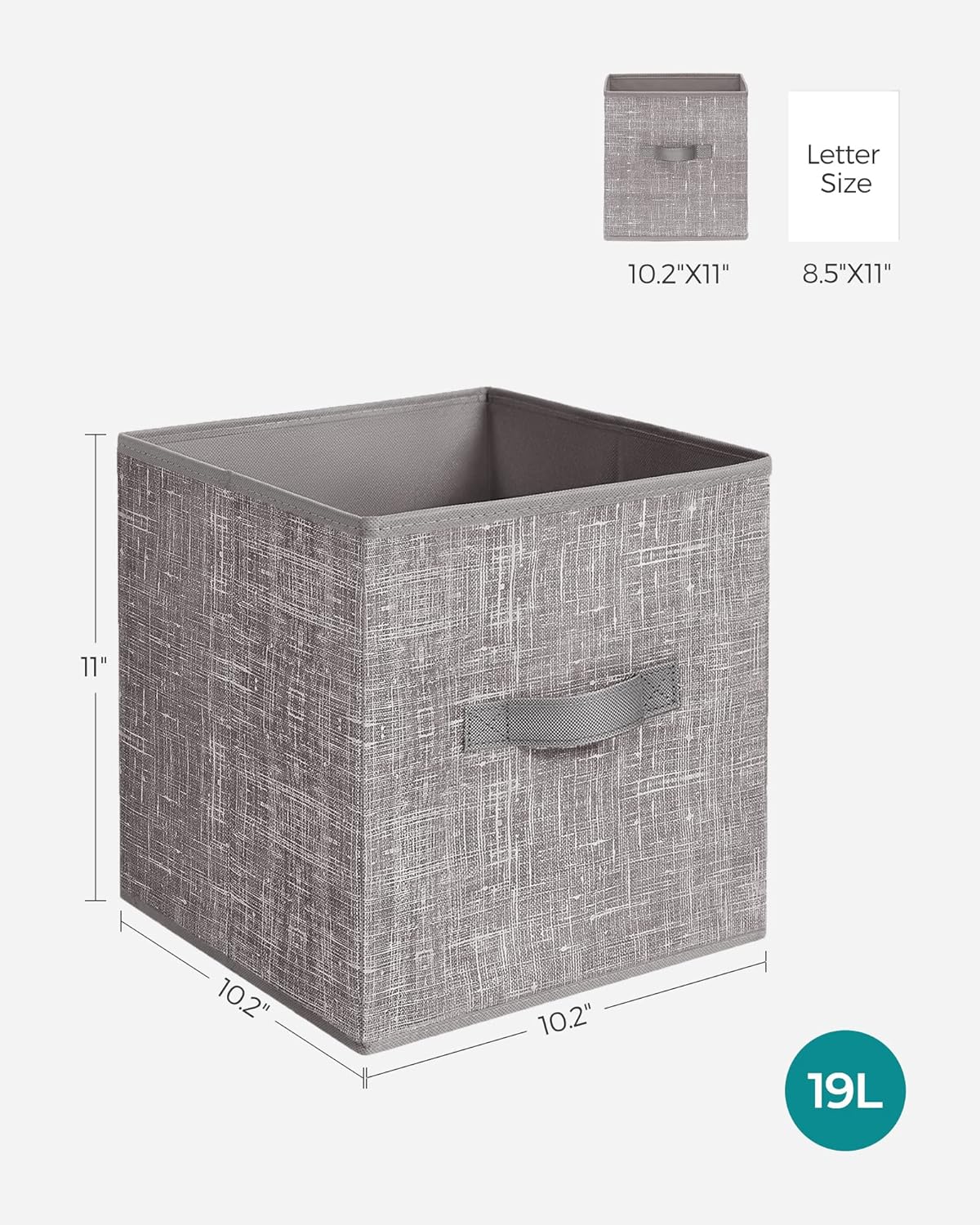 SONGMICS Storage Cubes - 11-Inch Foldable Non-Woven Fabric Bins with Double Handles | Set of 6 in Taupe