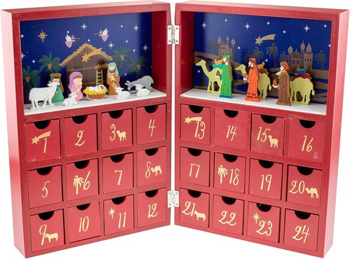 Clever Creations Wooden Advent Calendar - Countdown to Christmas | Festive Nativity Scene Decor