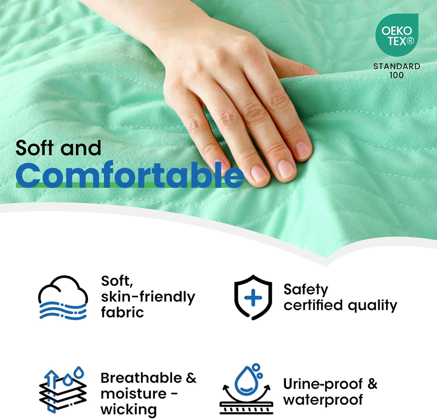 Noovirum® Washable Underpads - Heavy Absorbency Incontinence Bed Pads | 34"x36" (Pack of 4) - Waterproof & Reusable