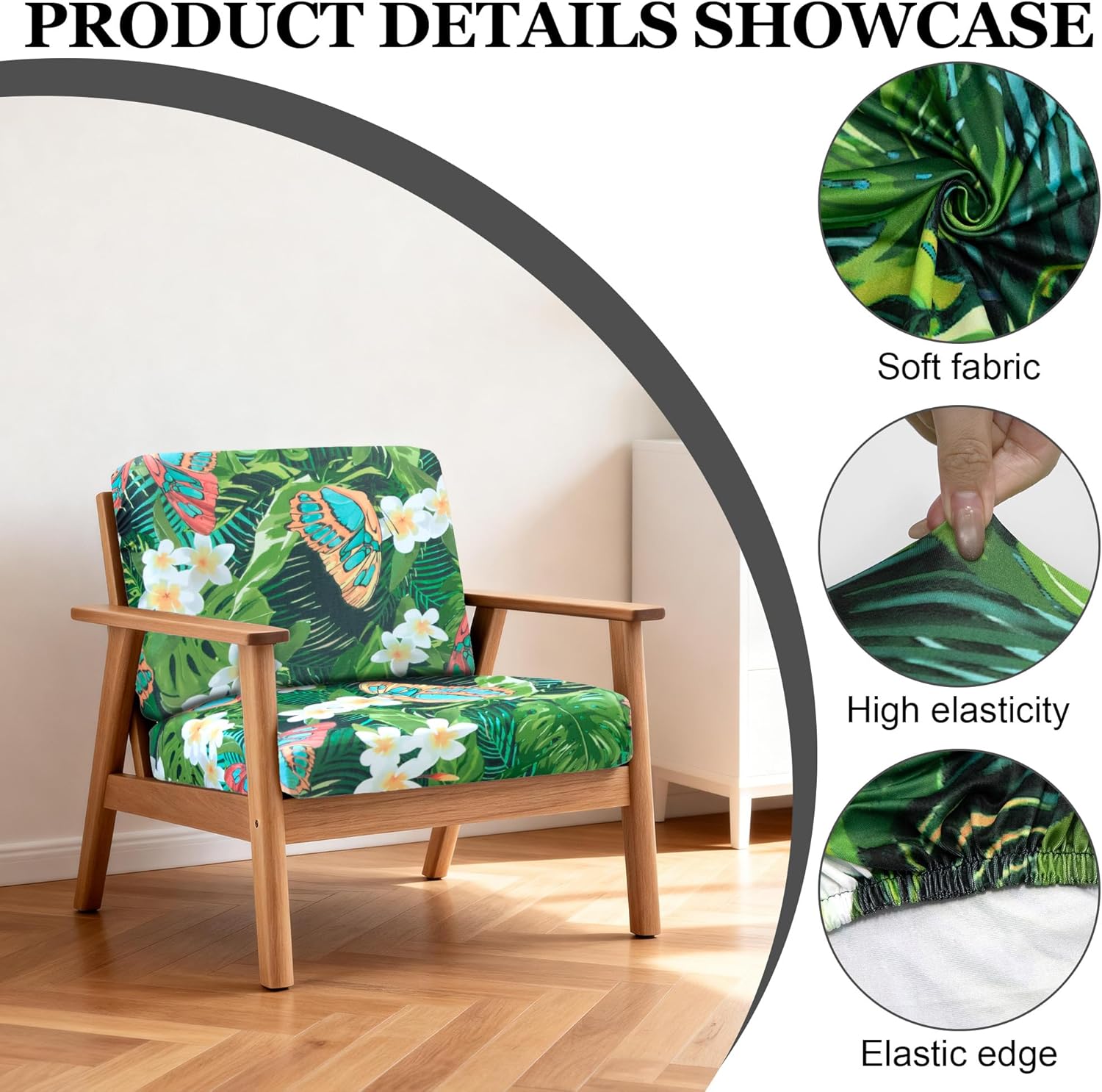 BIETYONE Patio Cushion Covers - 4Pcs Stretch Slipcovers for Outdoor Furniture | Washable & Reusable