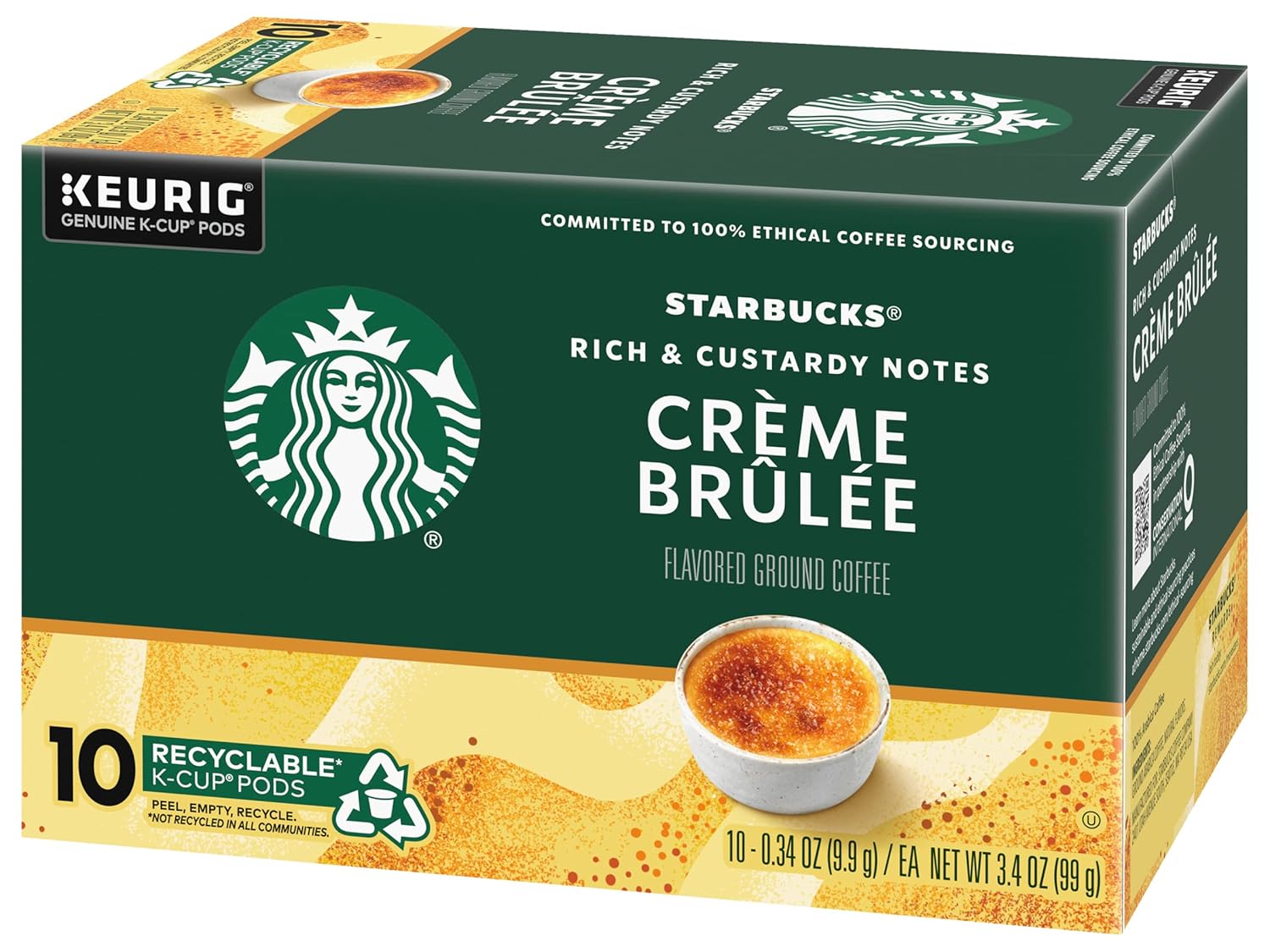 Starbucks Crème Brûlée Flavored Blonde Roast Coffee Pods | 10 Count - Pack of 2 for Keurig Brewers
