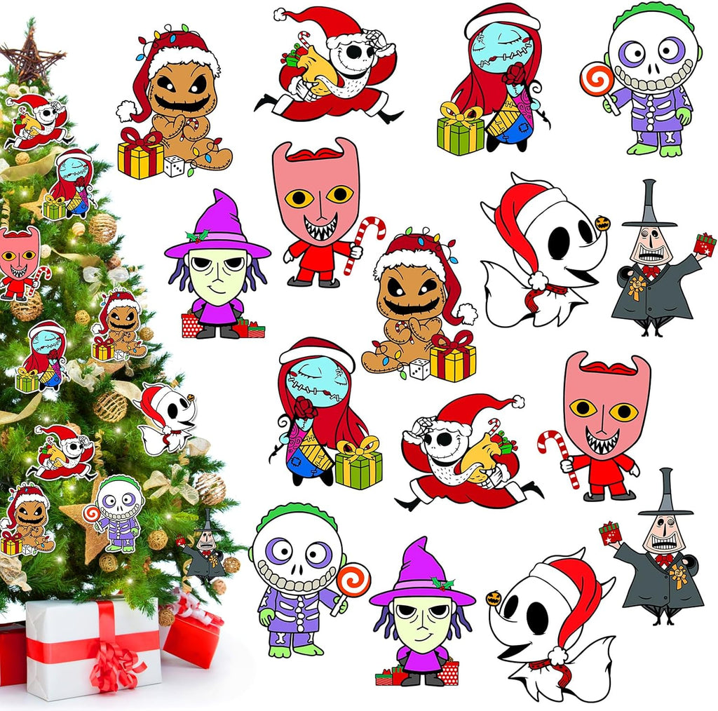 Tivee Christmas Tree Ornaments - 16PCS Jack and Sally Hanging Decorations | Nightmare Before Christmas