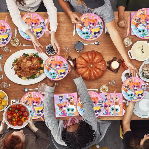 Super Kitties Party Supplies 40Pack include 20 plates, 20 napkins for the Birthday party Decoration