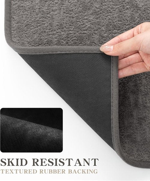 Chakme Ultra Thin Non-Slip Bathroom Rug Mat | Quick Dry Absorbent 24"x17" - Grey