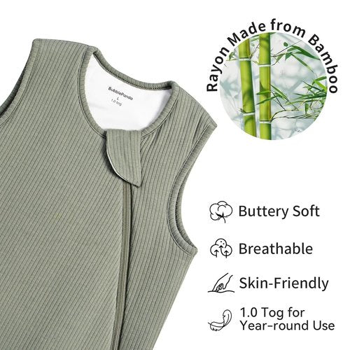 BubblePanda Bamboo Sleep Sack - Breathable 1.0 Tog Wearable Blanket for Infants 0-6 Months