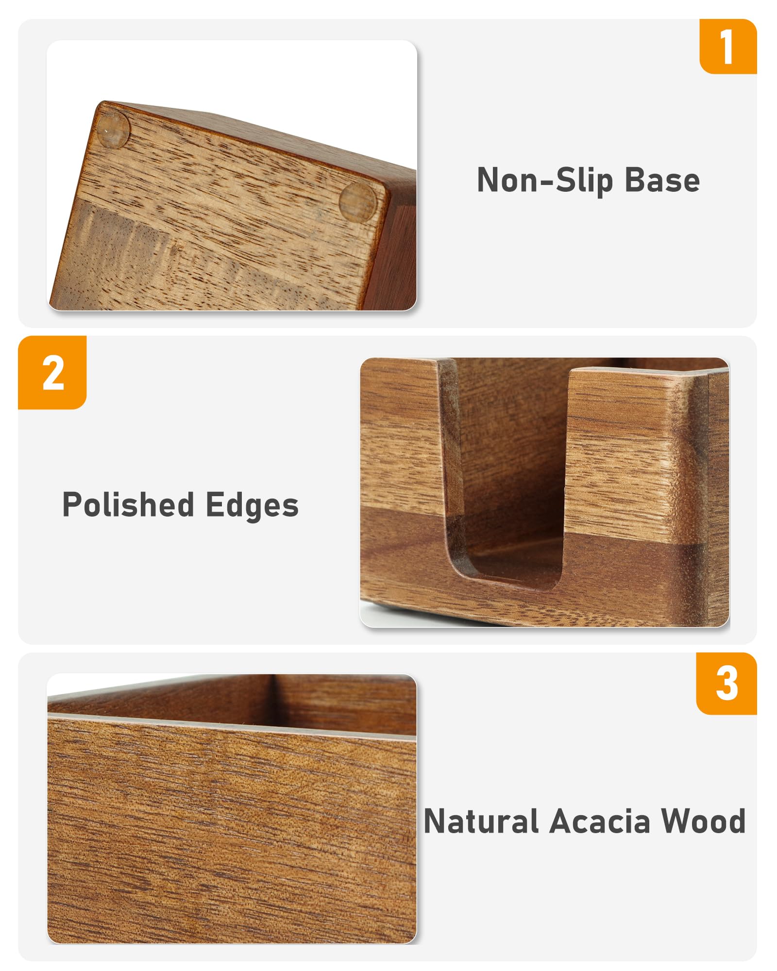Acacia Wood Sticky Note Holder, Post It Note Dispenser for Office Desk, 3x3 Sticky Notes Organizer, Wooden Memo Pad Holder for Desk Home Accessories, No Pads Included (Sticky Note Holder)