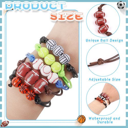CCINEE 24 Pack Sports Valentines Day Gifts Cards with Bracelets for Classroom Prizes School Rewards Exchange Gifts Valentines Party Favors
