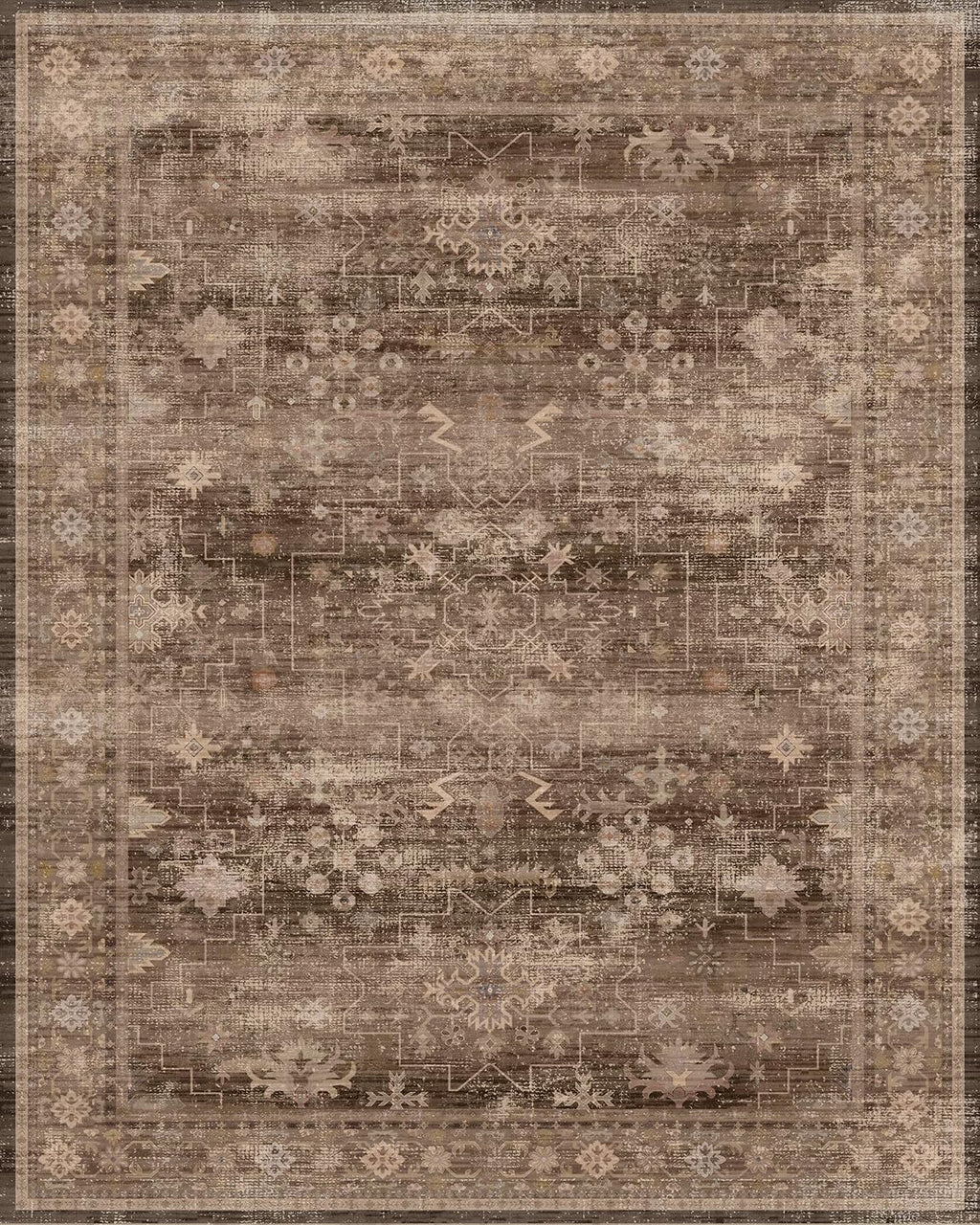 Regine Switzerland Brown Washable Long Runner Rug - Non-Slip Rubber Backing | 3x8 ft Boho Vintage Design for Hallways & Entryways