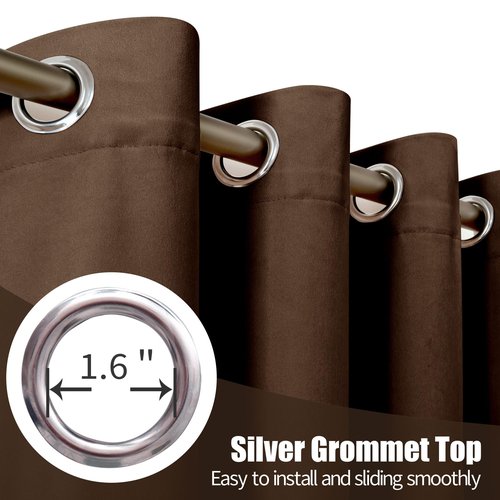 YoungsTex Dark Brown Velvet Curtains 84 Inch Length 2 Panels Set for Living Room, Chocolate Blackout Drapes Thermal Insulated with Grommet Privacy for Dining Bedroom, 2 Panels, 52 X 84 Inch