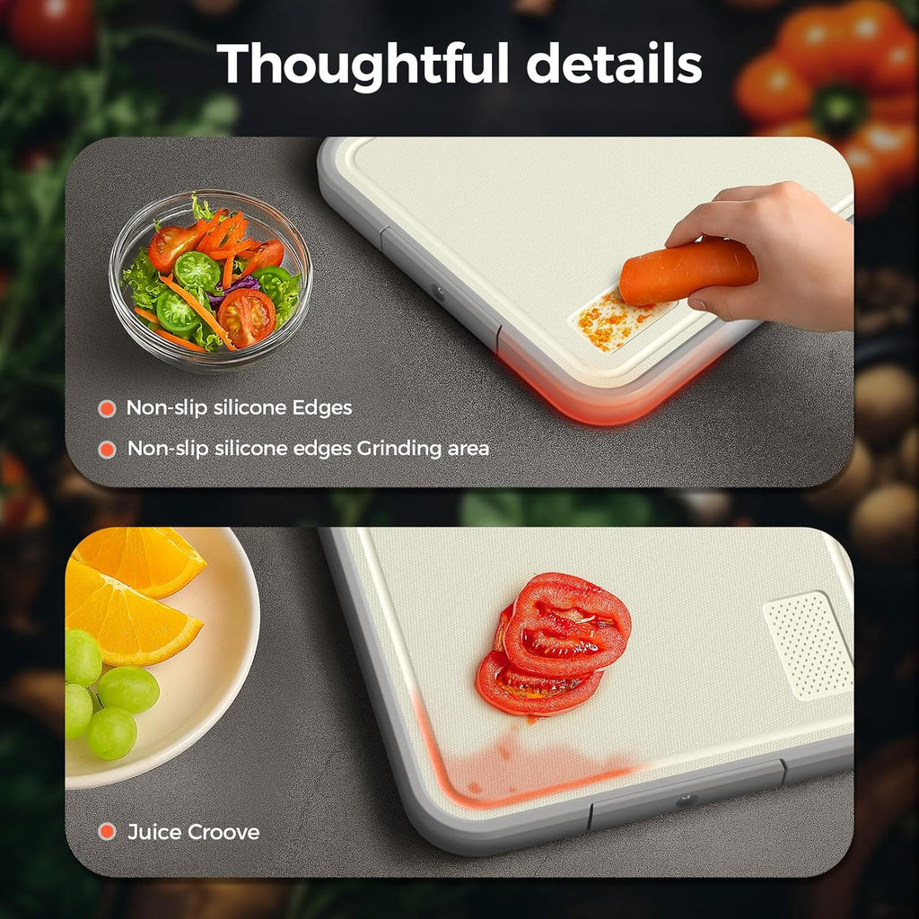 Sumzzz Stainless Steel Cutting Board - 2-in-1 Double-Sided Chopping Board, Large Non-Slip Design, 16”×11”