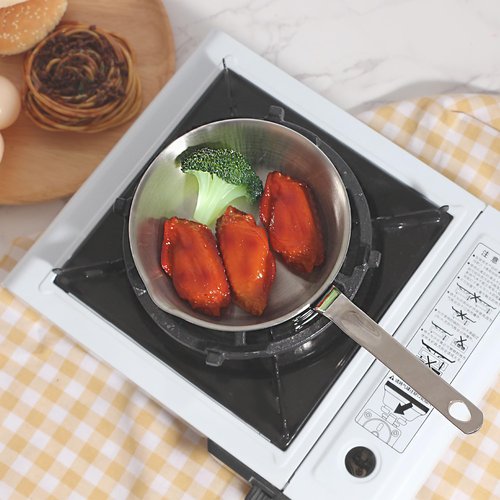 IMEEA 5.5-Inch Small Egg Pan Omelet Pan SUS304 Stainless Steel Mini Sauce Pan Frying Pan with Spout