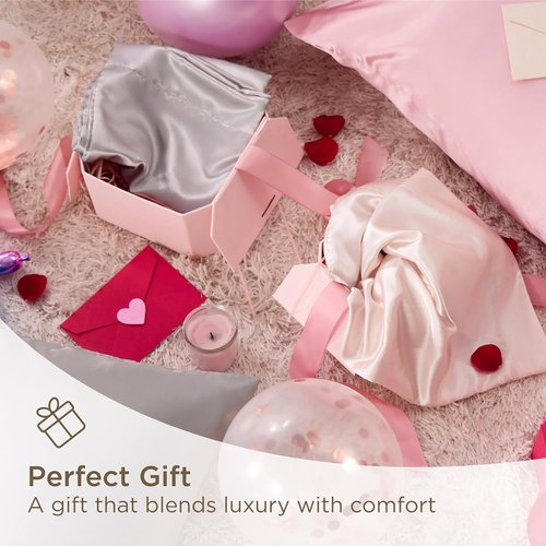 Bedsure King Size Satin Pillowcase Set of 4 - Pink Silky Pillow Cases for Hair & Skin, 20x36 Inches