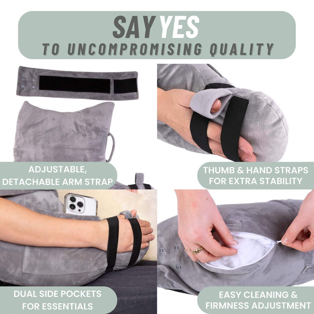 MOYOAMA Post Shoulder Surgery Pillow for Sleeping – Left/Right Arm Support with Adjustable Strap & Custom Firmness for Restful Recovery – Rotator Cuff, Bursitis, & Frozen Shoulder Pillow Post Surgery