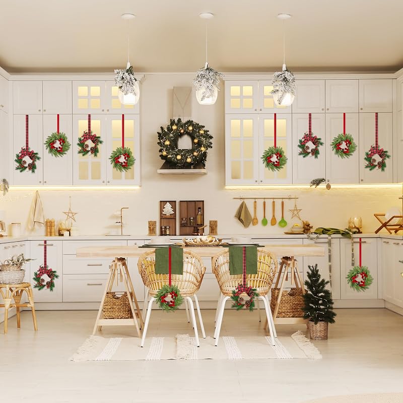 12-Pack Mini Christmas Wreaths for Cabinets and Decor