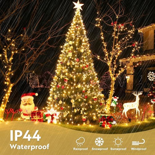 JMEXSUSS 400 LED Christmas Lights - 132 Ft Warm White String Lights with Remote | 8 Twinkle Modes for Indoor & Outdoor Holiday Decor