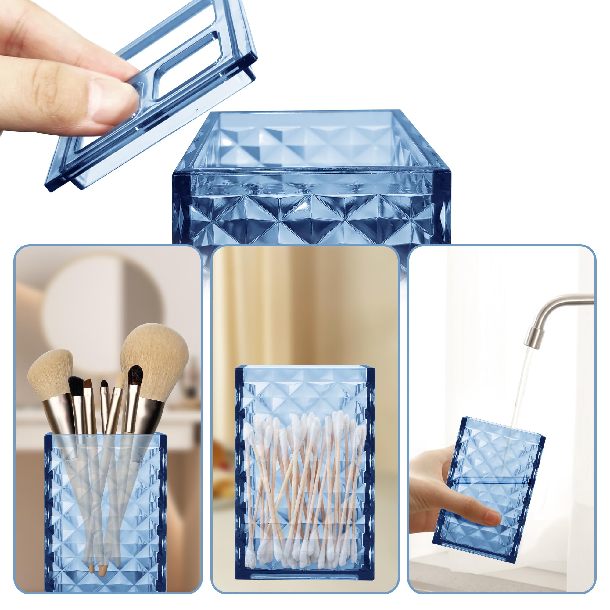 2PCS Blue Bathroom Accessories. Contain Soap Dispenser and Toothbrush Holder Set. Boho Bathroom Set for Blue Bathroom Décor