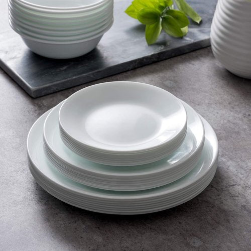 Corelle Vitrelle 8-Piece Salad Plates Set - Chip Resistant, Lightweight, Winter Frost White 6.75-Inch