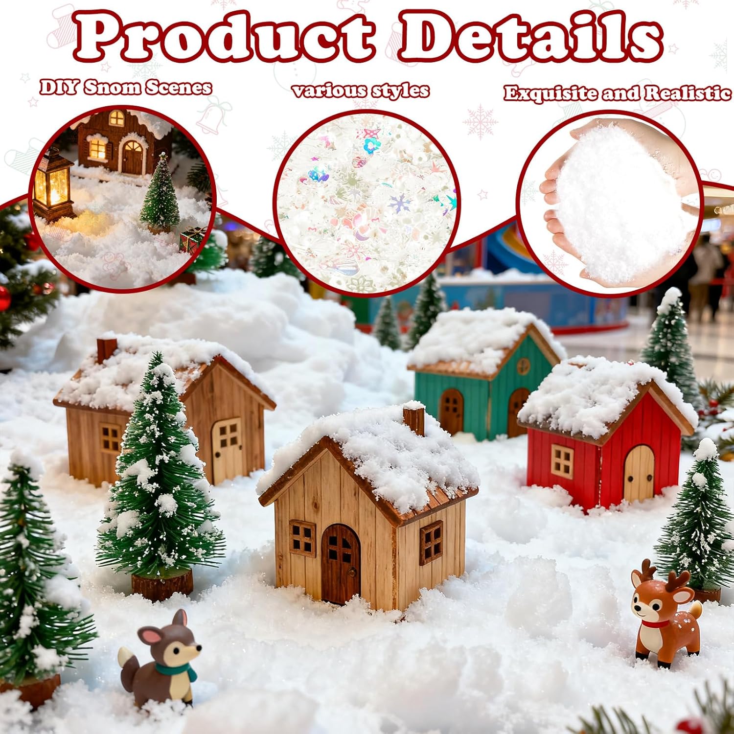 Warmtree Artificial Snow Decoration - Sparkling Fake Snow Powder for Christmas | 200g Gift Filler