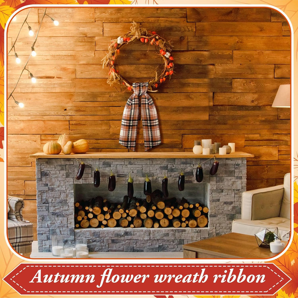 VitalCozy Wreath Sash Set - 2 Pcs Garland Ribbon for Indoor/Outdoor Decor | 4.5" W x 56" L, Plaid Design
