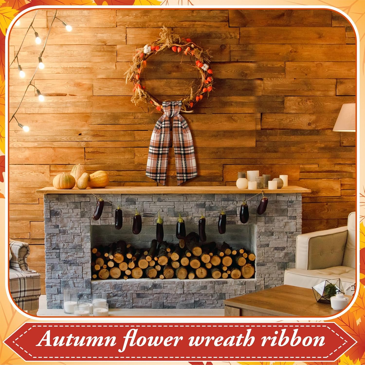 VitalCozy Wreath Sash Set - 2 Pcs Garland Ribbon for Indoor/Outdoor Decor | 4.5" W x 56" L, Plaid Design