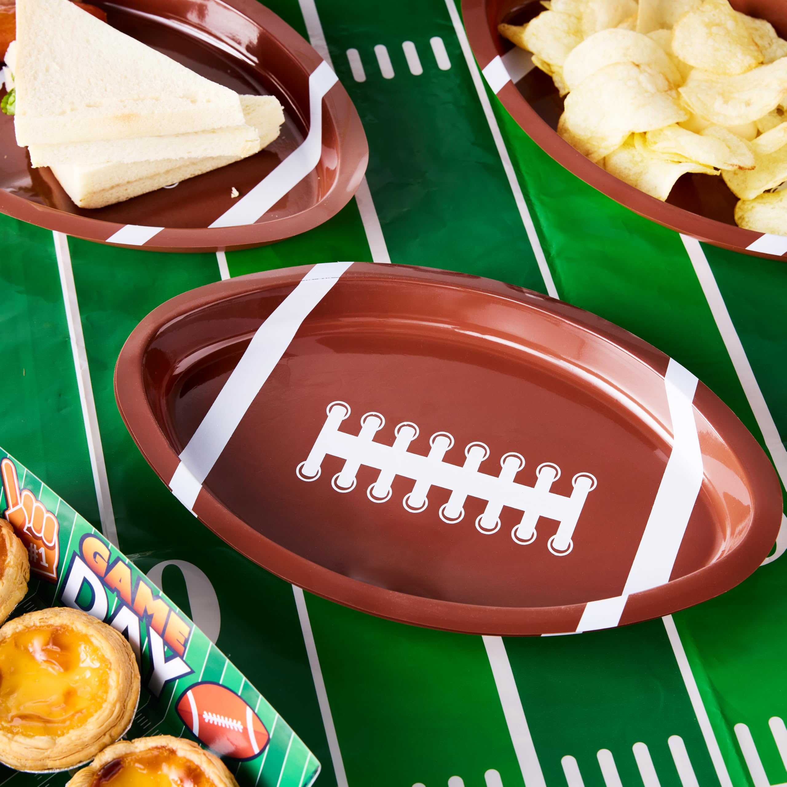 JOYIN 12 Pcs Football Plastic Trays, 11.5" X 7.5" Football Snack Trays & Platter, Sports Event Tailgate Party Supplies