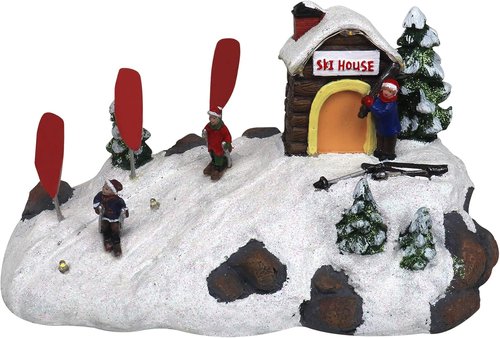 Christmas Village Tabletop Ski Down The Mountain - Pre-Lit Winter Snow Scene - Perfect Holiday Home Décor