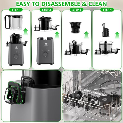 Cold Press Juicer Machines, 5.3" Large Feed Chute Slow Masticating Juicer, Powerful AC Brushless Motor Fit Whole Fruits & Vegetable, 99% Juice Yield, Ultra Quiet, Easy Clean
