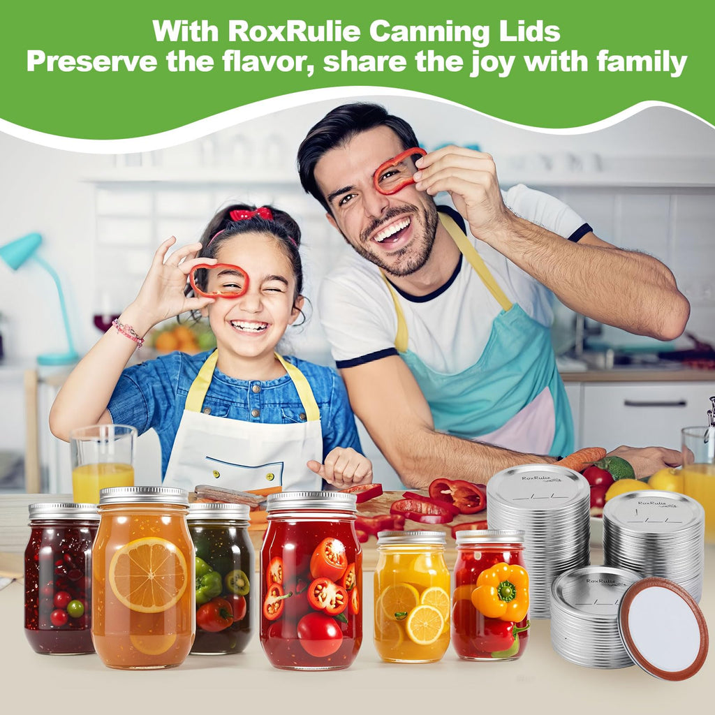 RoxRulie 116PCS Canning lids Wide Mouth(3.43in/87mm), Upgraded Leak-Proof Mason Jar Lids for Ball/Kerr Jars, Split-Type Lid with Perfect Airtight Seal, Canning Jars Lids, Food Grade Material