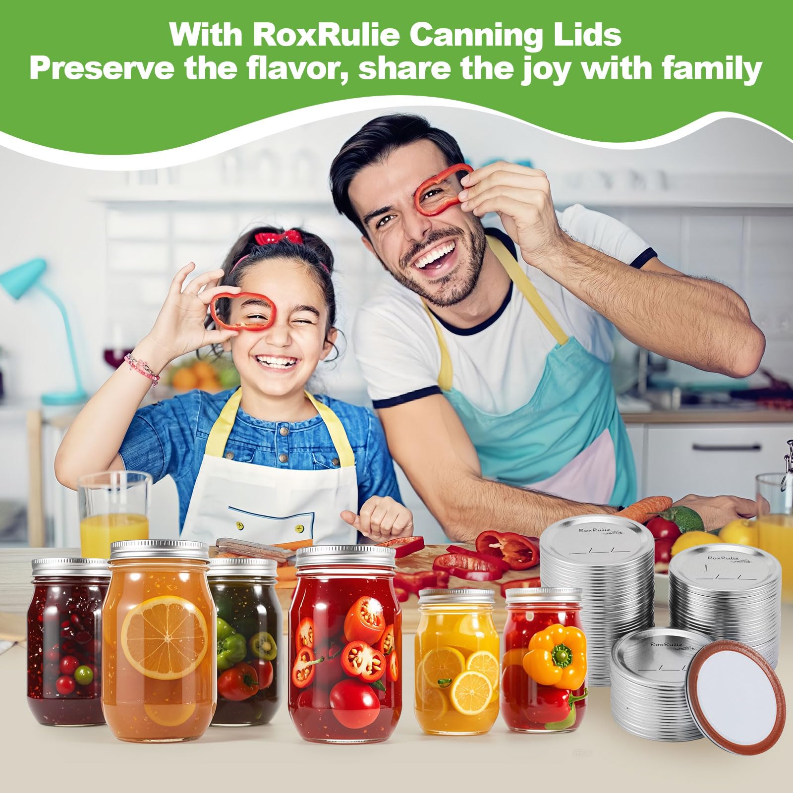 RoxRulie 116PCS Canning lids Wide Mouth(3.43in/87mm), Upgraded Leak-Proof Mason Jar Lids for Ball/Kerr Jars, Split-Type Lid with Perfect Airtight Seal, Canning Jars Lids, Food Grade Material