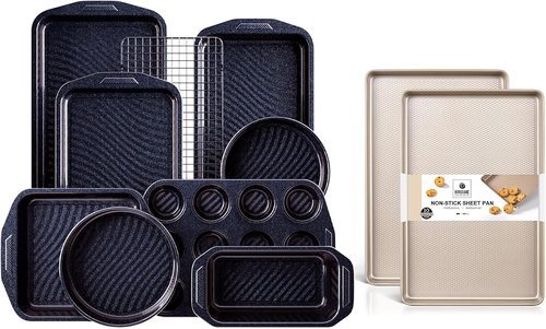 HONGBAKE Baking Pans Set - 2 Pack & 9-Piece Collection for Perfect Baking Results