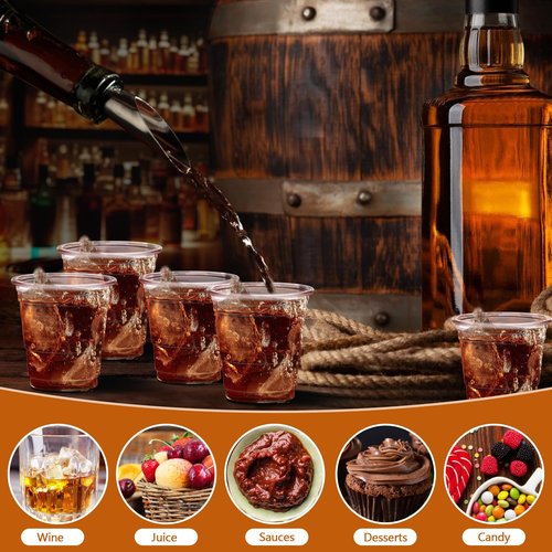 GGOLDMER 300 Pack 2oz Plastic Shot Glasses - Disposable Shot Glasses Mini Shot Cups for Wedding, Holiday, Party, 2 oz Shot Cups for Beer, Vodka, Whiskey, Tequila, Snacks (Clear)