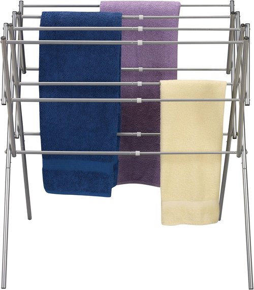Household Essentials Clothes Drying Rack - Foldable & Expandable Laundry Solution | Silver