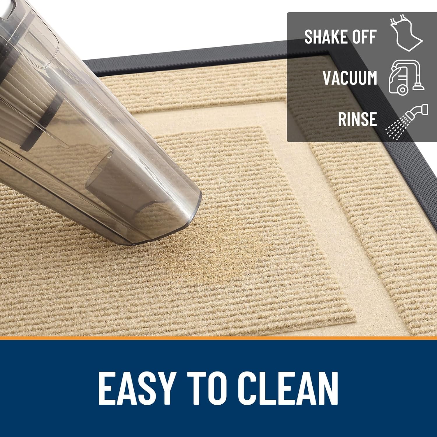OLANLY Waterproof Front Door Mat - All-Season, Sturdy Natural Rubber, Easy Clean | 47x30, Beige