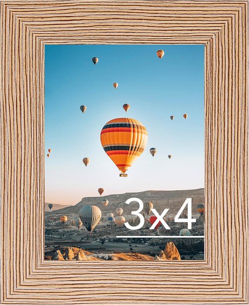 JCJMY 3x4 Picture Frame - Black Tabletop & Wall Display | Shatter-Resistant Plexiglass, Rustic Brown